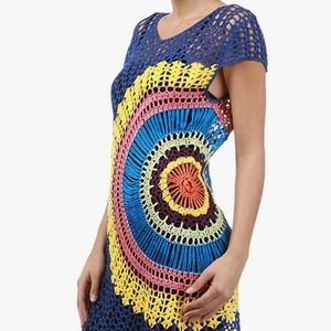Multi Color Boho Crochet Tie-dye cover up/top Sizes XS - M